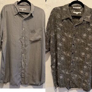 Vintage Perry Ellis Shirt LOT Mens Sz XL Silk Paisley Floral Geometric Collared